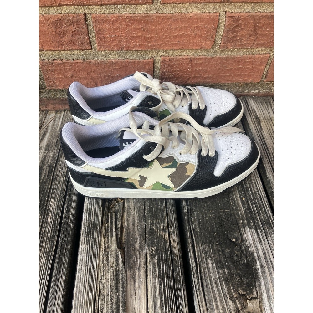 A Bathing Ape Sk8 Sta Black White 1I70-191-006 Mens Size 9 Camo HYPEBEAST Street